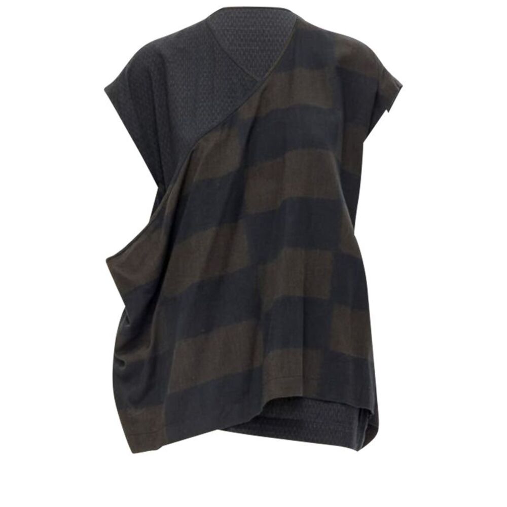 Comme Des Garcons Checked Draped Vest Top